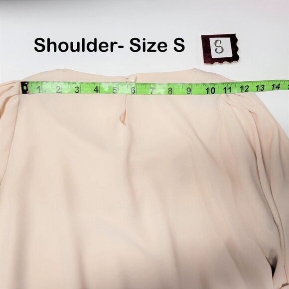 CREAM colored  Laser Cut Tiered Blouse Top Size S- NEW - Picture 10 of 11